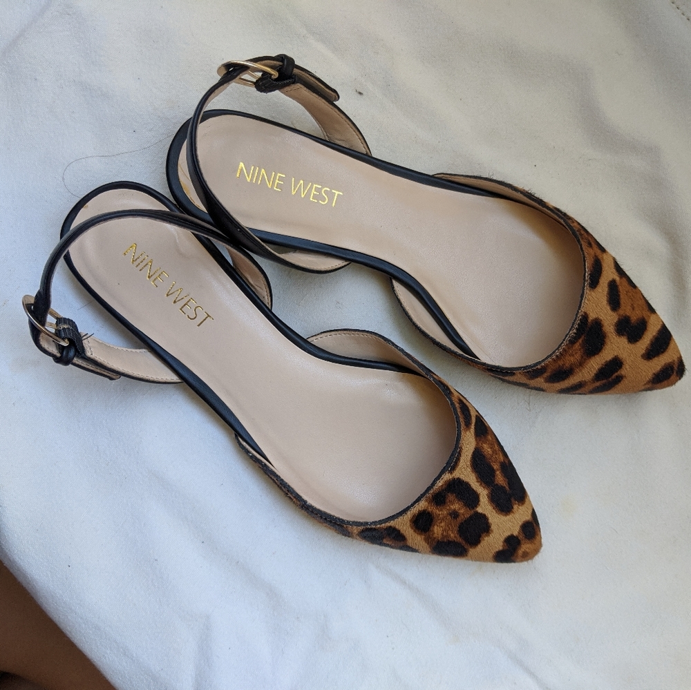 Nine West Leopard Haircalf Pointed Toe Flats